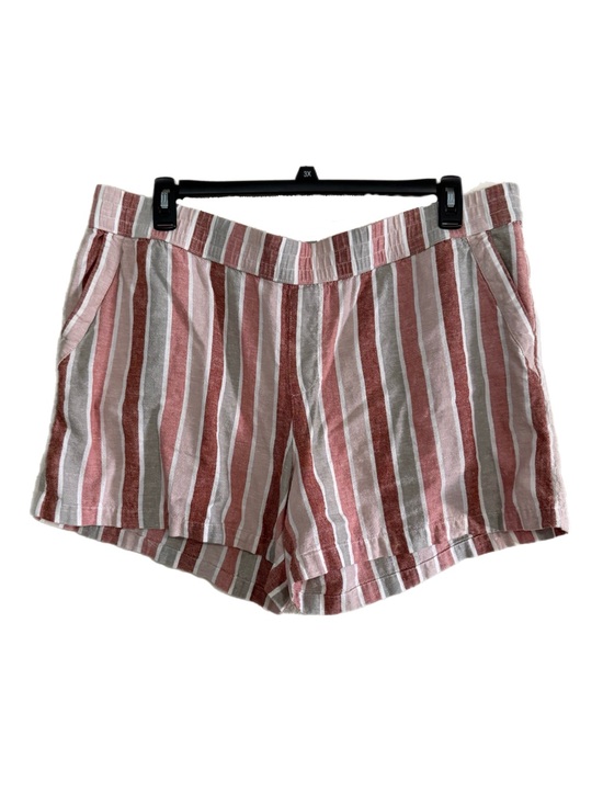 Sonoma Pants - Sonoma Pink, White & Rust Red Striped Elastic Waist Linen Blend Shorts Size XXL